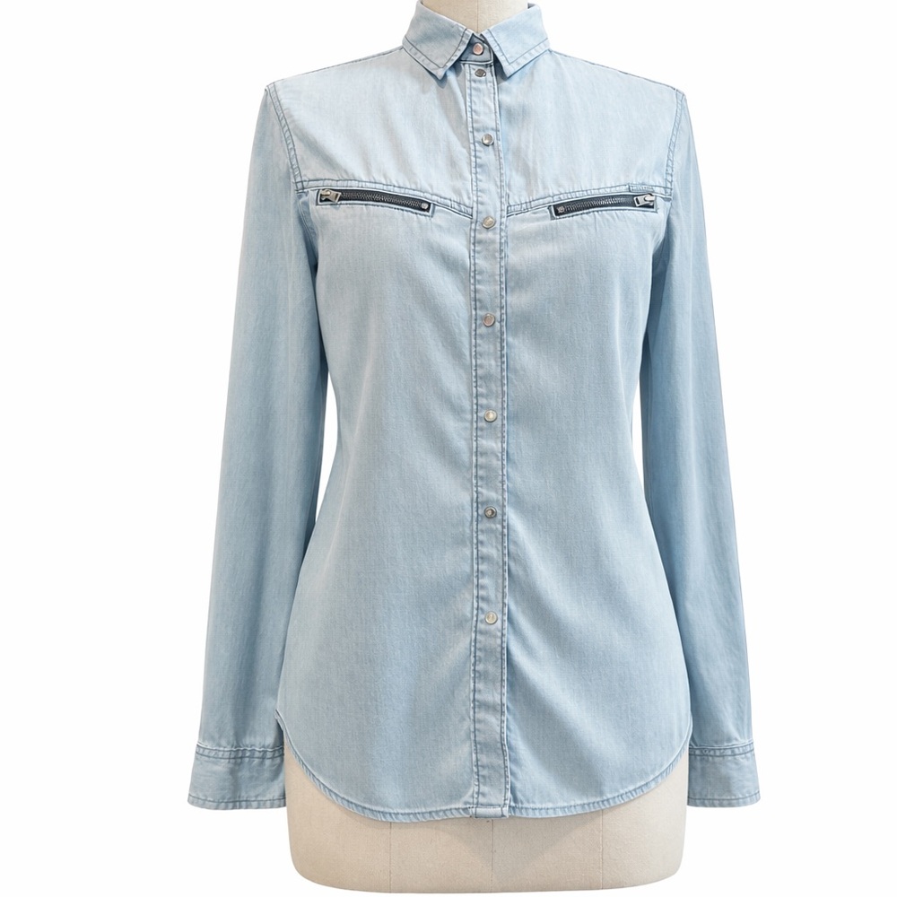 Light Blue Denim Button-Up Shirt